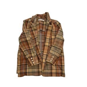 Free People Mari Plaid Wool-Blend Blazer | Oversized Size L | Cottagecore